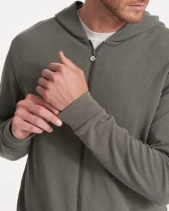 Performance Waffle Zip Hoodie | Dusty Pine -Funktion One Style 0047 V259DST FA22 M ECOMM DETAIL 2149