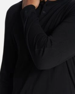 Long-Sleeve Ever Henley | Black -Funktion One Style V108BLK FA23 M ECOMM TOPS DETAIL 6