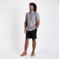 Crest Short Sleeve Button-Down | Grey Micro Dot -Funktion One Style V150MDG 4