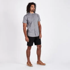 Crest Short Sleeve Button-Down | Grey Micro Dot -Funktion One Style V150MDG 5