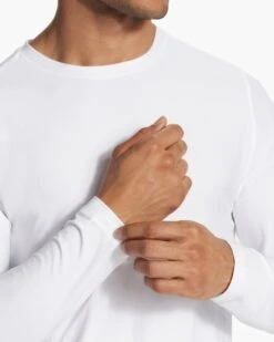 Long Sleeve Strato Tech Tee | White -Funktion One Style V178WHT FA23 M ECOMM TOPS DETAIL 7