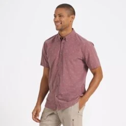 Short-Sleeve Bridge Button Down | Terracotta Bird -Funktion One Style V184TBI 2 FlagRemoved