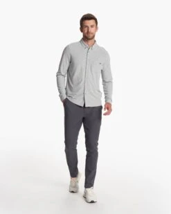 Long-Sleeve Ace Button-Down | Light Grey -Funktion One Style V185LTG FA23 M ECOMM TOPS FULL 3