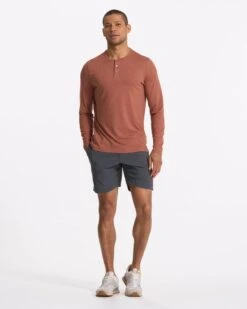 Long Sleeve Ease Performance Henley | Copper Heather -Funktion One Style V194HCO SP23 M ECOMM TOPS FULL 3428 1x1 7fb37354 8064 4452 ad58 1cc9d90ef5a1