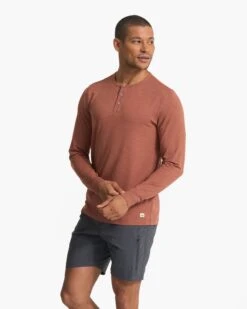 Long Sleeve Ease Performance Henley | Copper Heather -Funktion One Style V194HCO SP23 M ECOMM TOPS TOP 3454 1x1 0830b94b 48ad 45a8 a164 4fe0731ec5cc