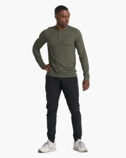 Long-Sleeve Ease Performance Henley | Oregano Heather -Funktion One Style V194HOR 02974