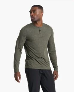 Long-Sleeve Ease Performance Henley | Oregano Heather -Funktion One Style V194HOR 02995