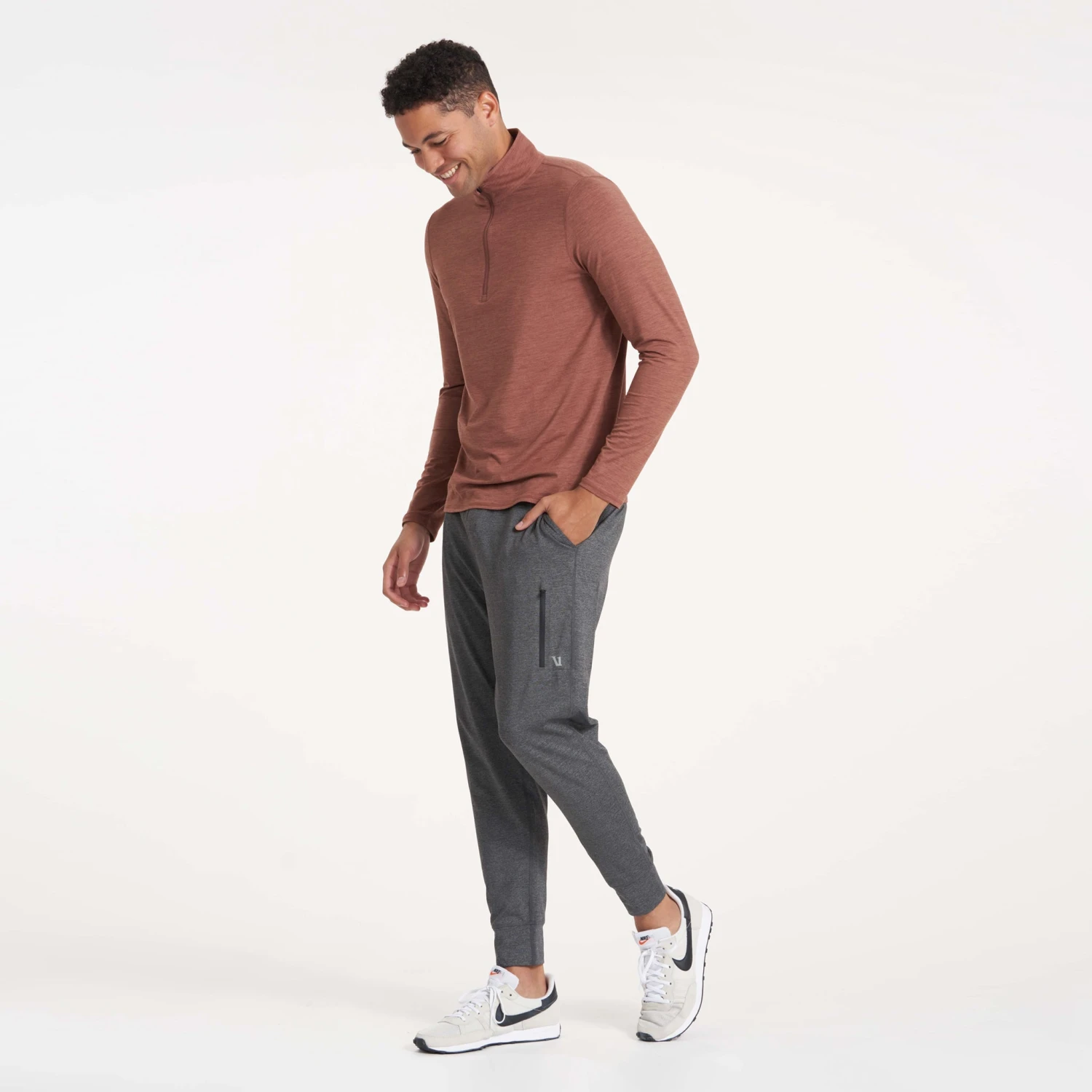 Ease Performance Half Zip | Dark Terracotta Heather 7 Ease Performance Half Zip | Dark Terracotta Heather - Image 5