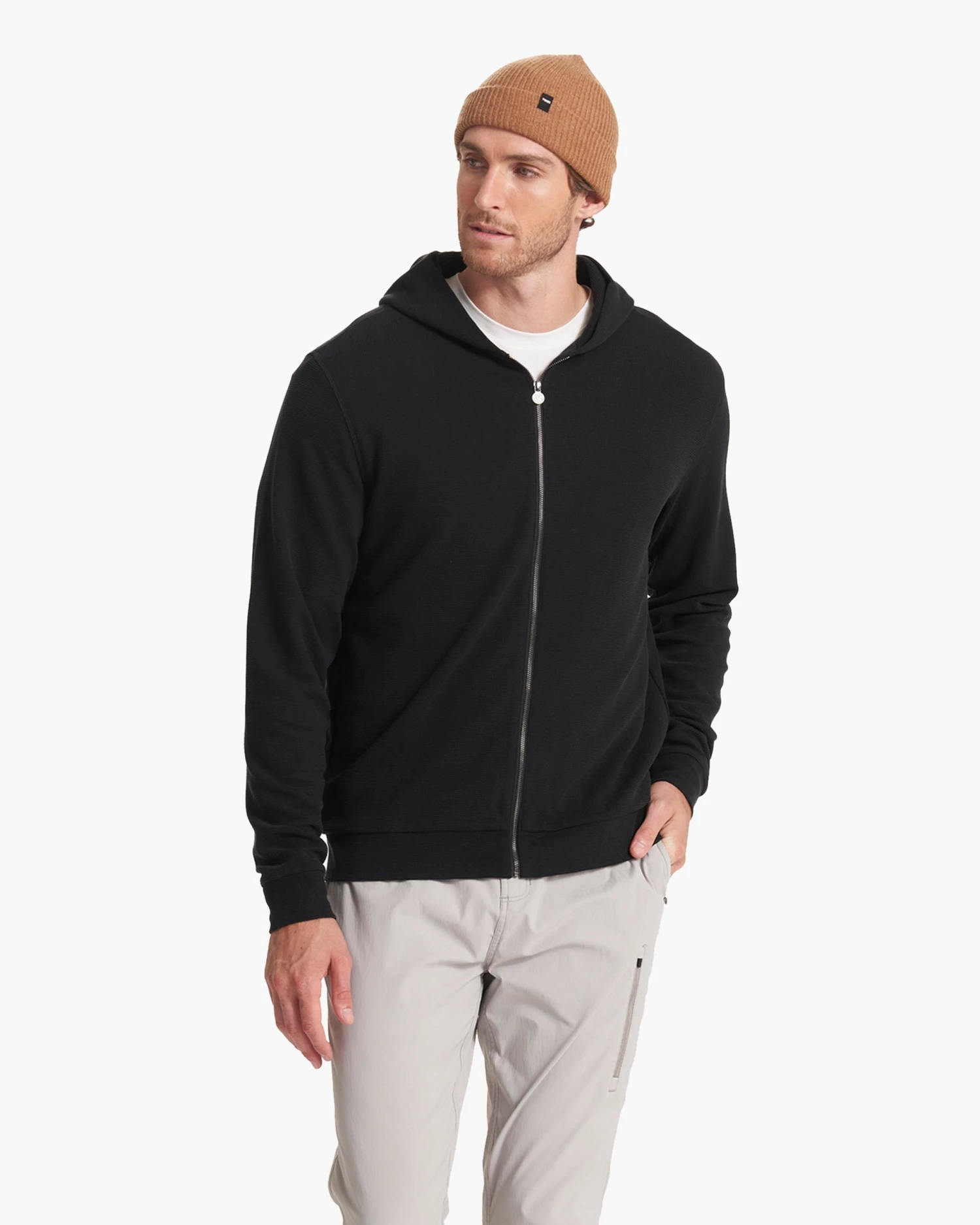 Performance Waffle Zip Hoodie | Washed Black 4 Performance Waffle Zip Hoodie | Washed Black - Image 2