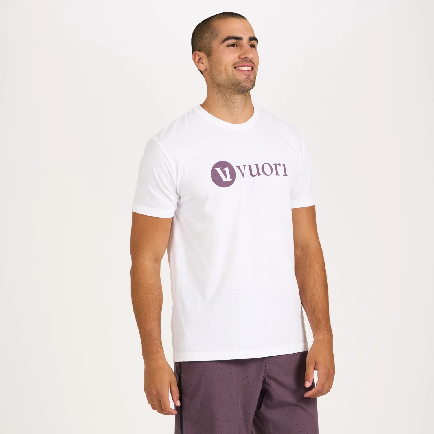 V1 Vuori Wordmark Logo Tee | White / Smoked Plum 4 V1 Vuori Wordmark Logo Tee | White / Smoked Plum - Image 2