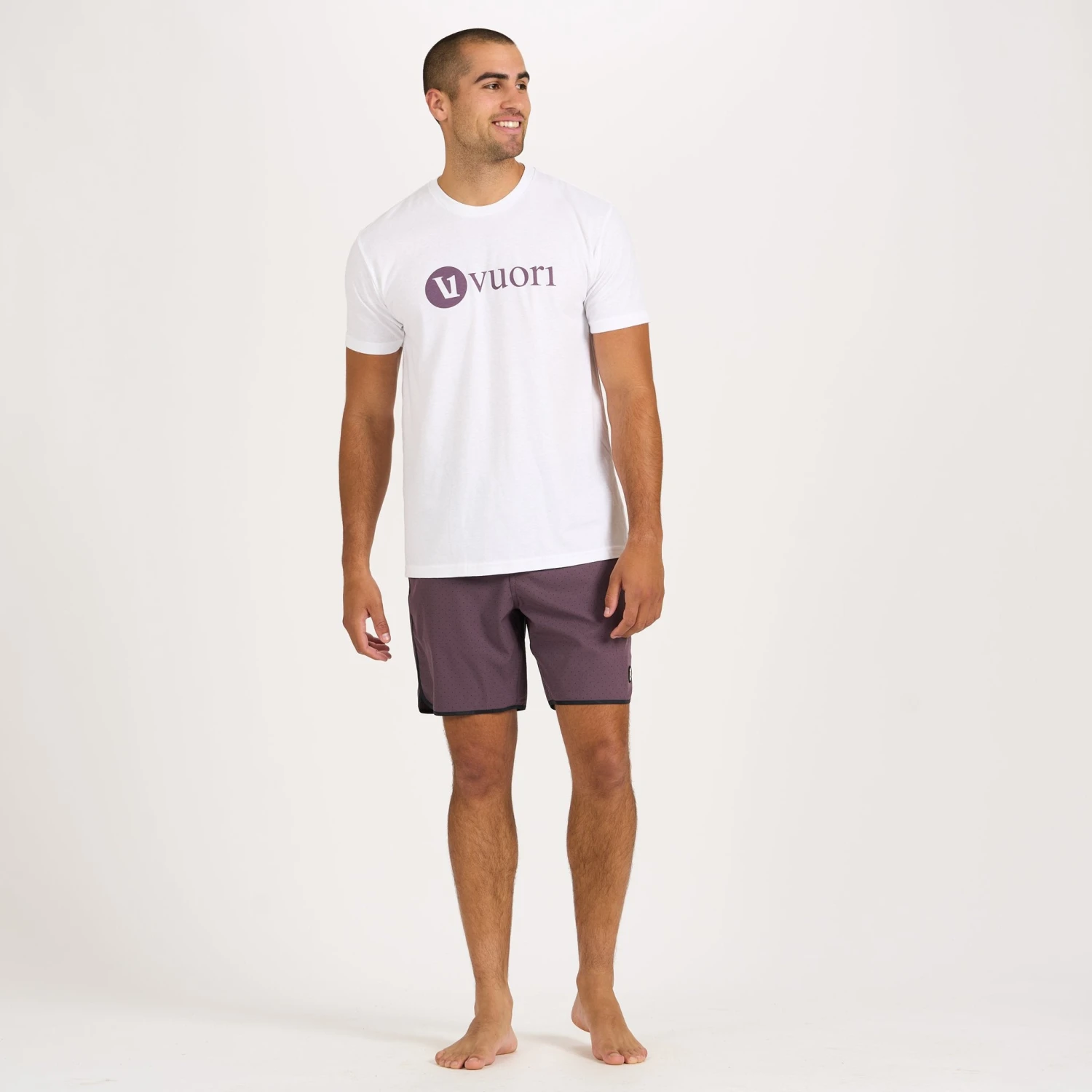 V1 Vuori Wordmark Logo Tee | White / Smoked Plum 6 V1 Vuori Wordmark Logo Tee | White / Smoked Plum - Image 4