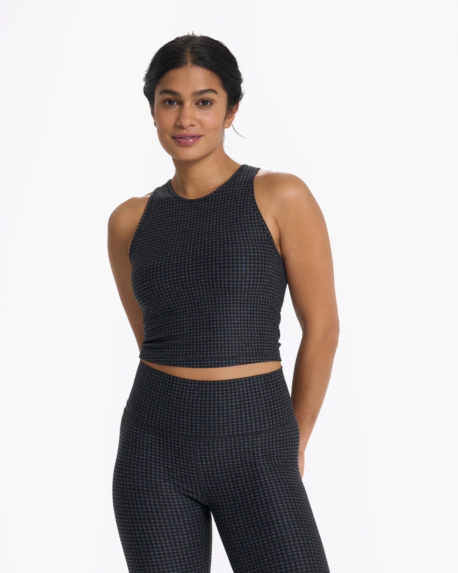 Elevation Plyo Tank | Charcoal Heather Gingham 3 Elevation Plyo Tank | Charcoal Heather Gingham