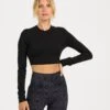 Long-Sleeve Lux Crop Tee | Black -Funktion One Style VW1021BLK 1 92b671cc d724 4e59 91a5 ae23d6f933af