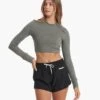 Long-Sleeve Lux Crop Tee | Dusty Pine Heather -Funktion One Style VW1021HDY 01181