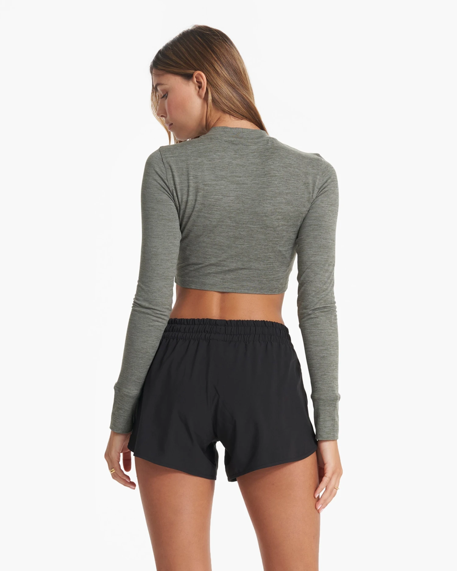 Long-Sleeve Lux Crop Tee | Dusty Pine Heather 6 Long-Sleeve Lux Crop Tee | Dusty Pine Heather - Image 4