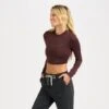 Long-Sleeve Lux Crop Tee | Fig Heather -Funktion One Style VW1021HFI 2 abda6a50 dce5 40d7 a041 407f96c7011e