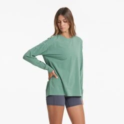 Long-Sleeve Feather Tee | Celadon -Funktion One Style VW1028CEL 01716