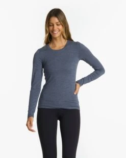 Long-Sleeve Lux Crew | Azure Heather