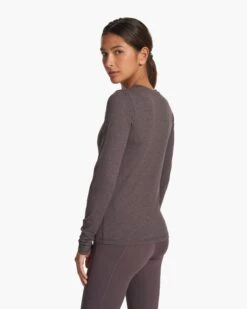 Long Sleeve Lux Crew | Plum Heather -Funktion One Style VW1038HPU FA23 W ECOMM TOPS BACK TOPS 7