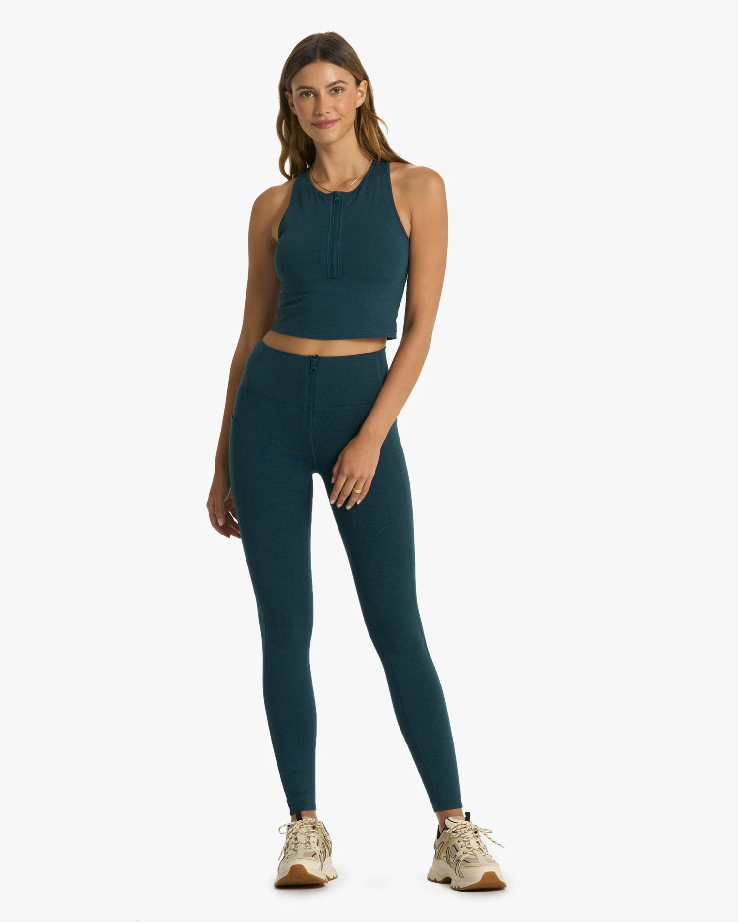 Granite Heathered Zip Tank | Beryl Heather 4 Granite Heathered Zip Tank | Beryl Heather - Image 2