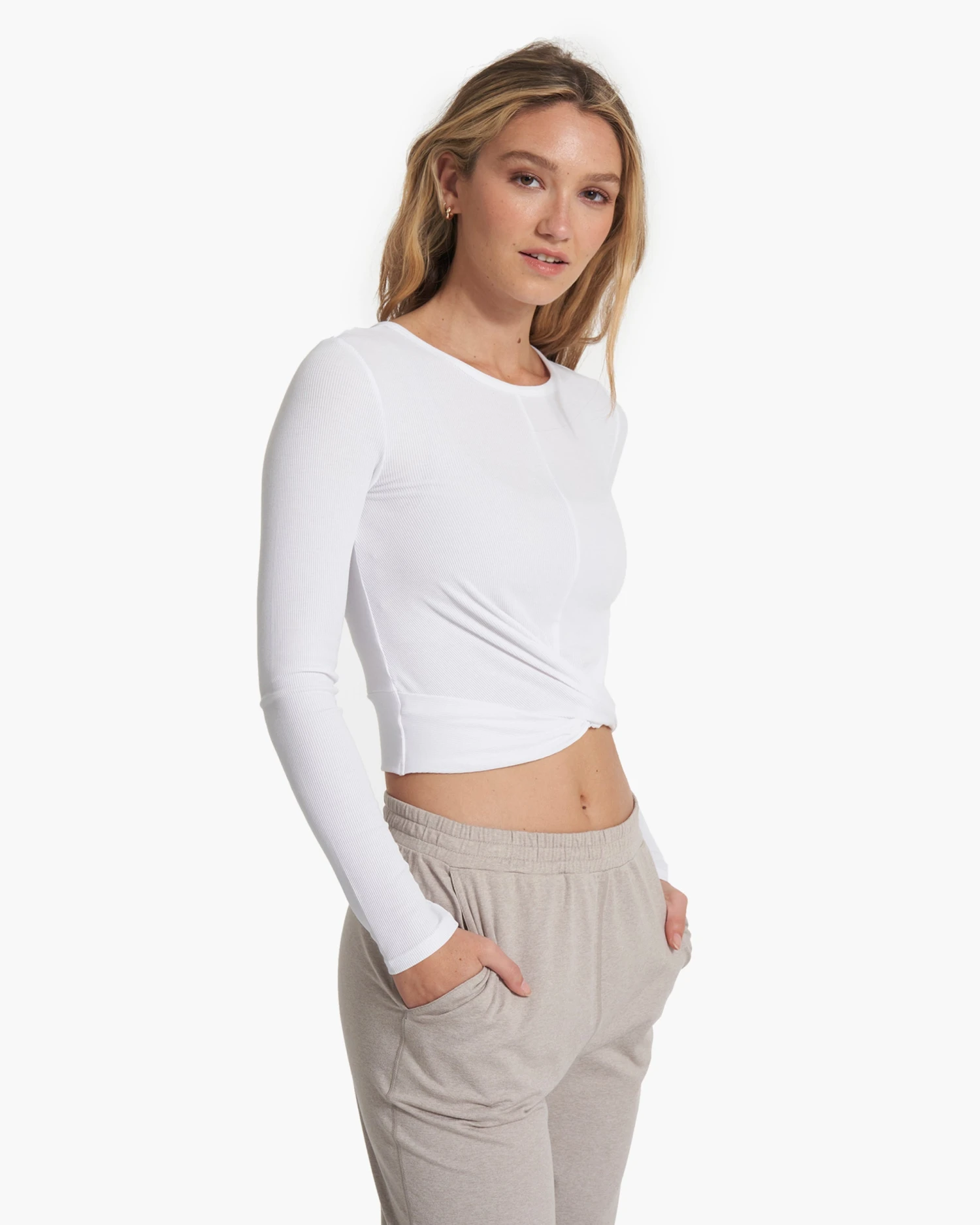 Long Sleeve Cove Twist Tee | White 4 Long Sleeve Cove Twist Tee | White - Image 2