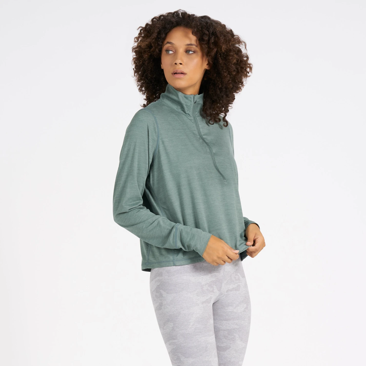 Crescent Half Zip | Kelp Heather 4 Crescent Half Zip | Kelp Heather - Image 2