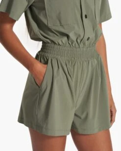 Villa Romper | Pistachio -Funktion One Style VW3056PSO FA23 W ECOMM SHORTS DETAIL 5