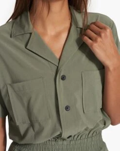 Villa Romper | Pistachio -Funktion One Style VW3056PSO FA23 W ECOMM SHORTS DETAIL 6