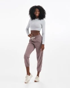 Long-Sleeve Lux Crop Tee | Platinum Heather -Funktion One Style VW422HZL 01390