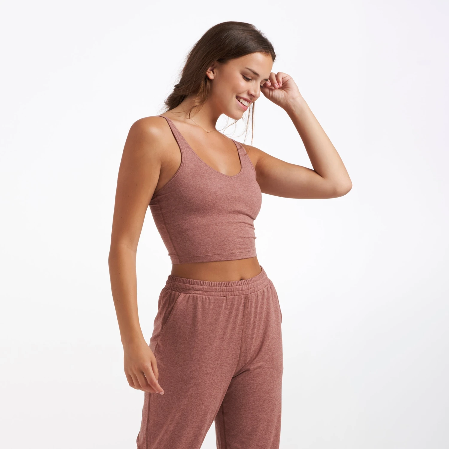 Halo Performance Crop | Light Terracotta Heather 5 Halo Performance Crop | Light Terracotta Heather - Image 3