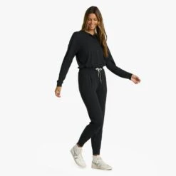 Lux Henley Jumpsuit | Black Heather -Funktion One Style VW478HBK 0254