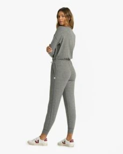 Lux Henley Jumpsuit | Heather Grey -Funktion One Style VW478HTG 0154