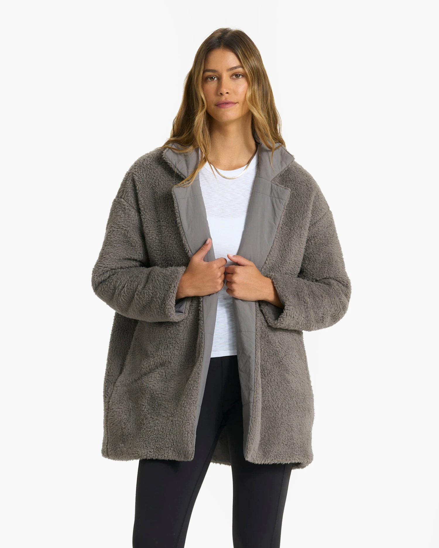 Cozy Sherpa Blazer | Smoke 5 Cozy Sherpa Blazer | Smoke - Image 3